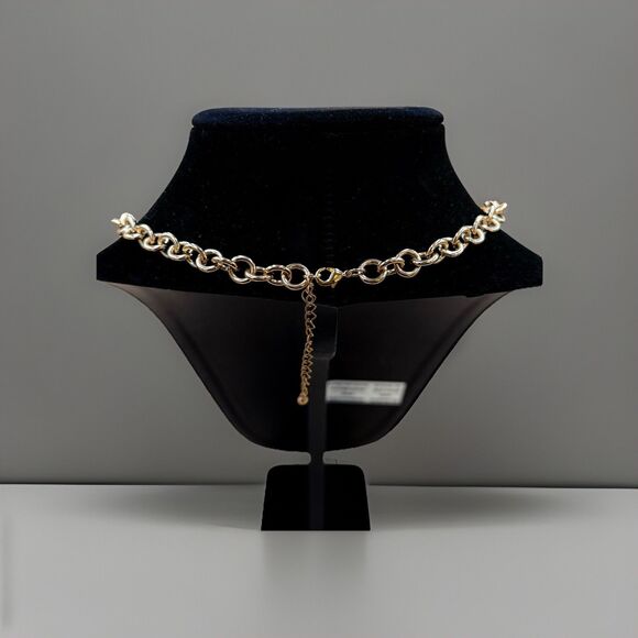 Gold Tone Chain Faceted Yellow Acrylic Bib Fashion Necklace 18+ Inch - Picture 5 of 5